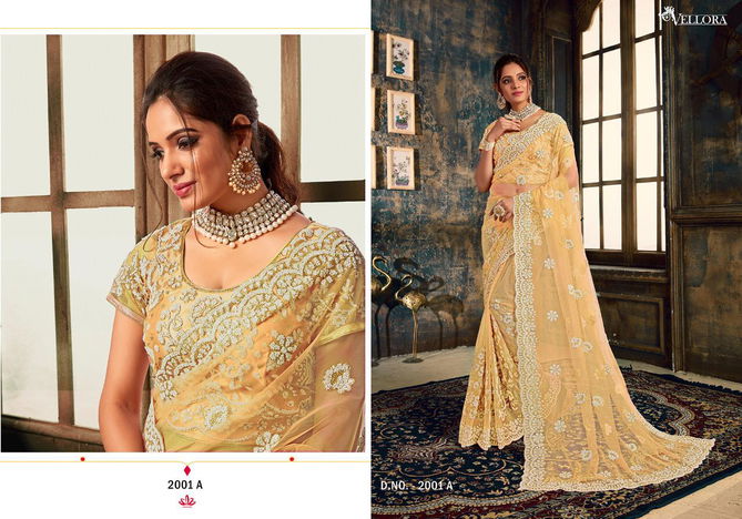 Vellora Vol 10 Soft Net Zarkan Work Designer Wedding Saree